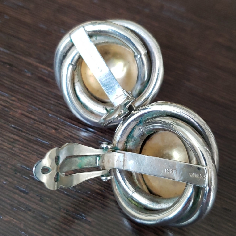 VTG PBD Love knot 14k Gold and Sterling earrings - Picture 5 of 8